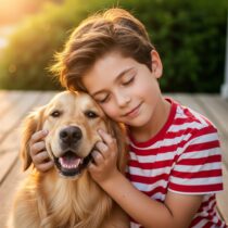 therapy dog home visit with a young boy Emotional support